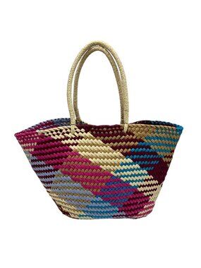 Aqua Jada Multicolored Straw Large Tote